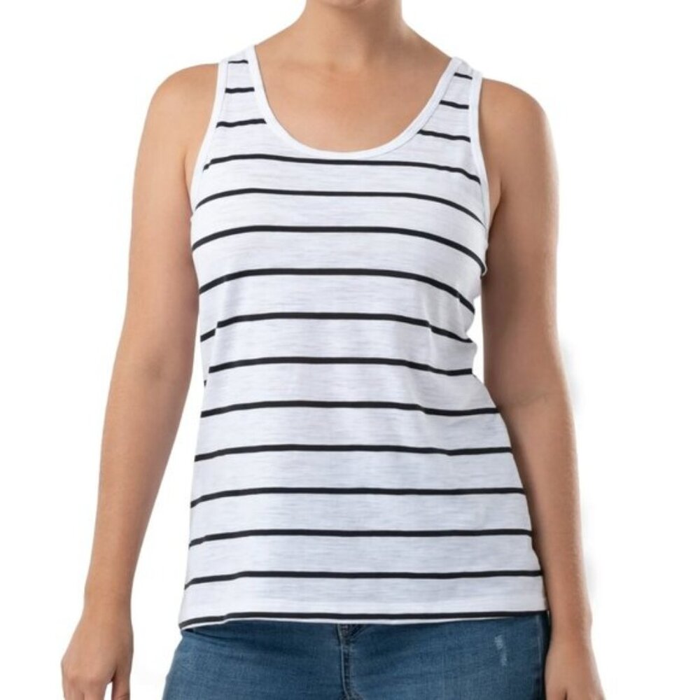 Time and Tru Women's Plus  Slub White & Black Striped Tank Top, size XXL 20 NWOT